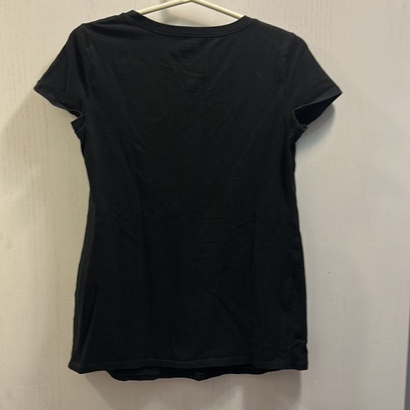 two hearts Maternity T Shirt. Short sleeve. Black. V neck. Size medium - Picture 2 of 3